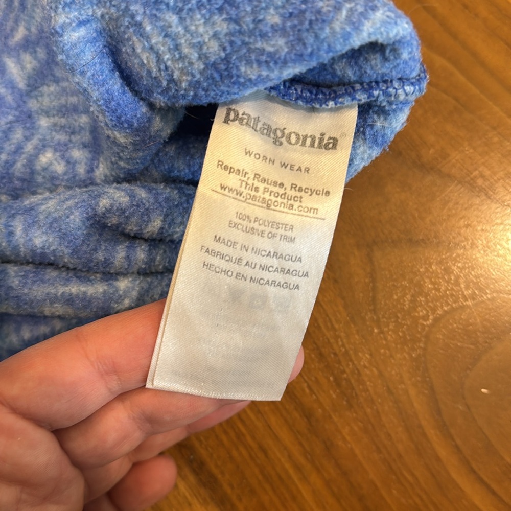 Patagonia Worn Wear Blue Geometric Fleece Pullover - Picture 10 of 12